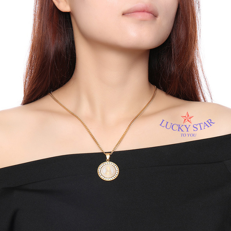 Dây chuyền vàng Thánh Maria đính đá sang trọng (8)