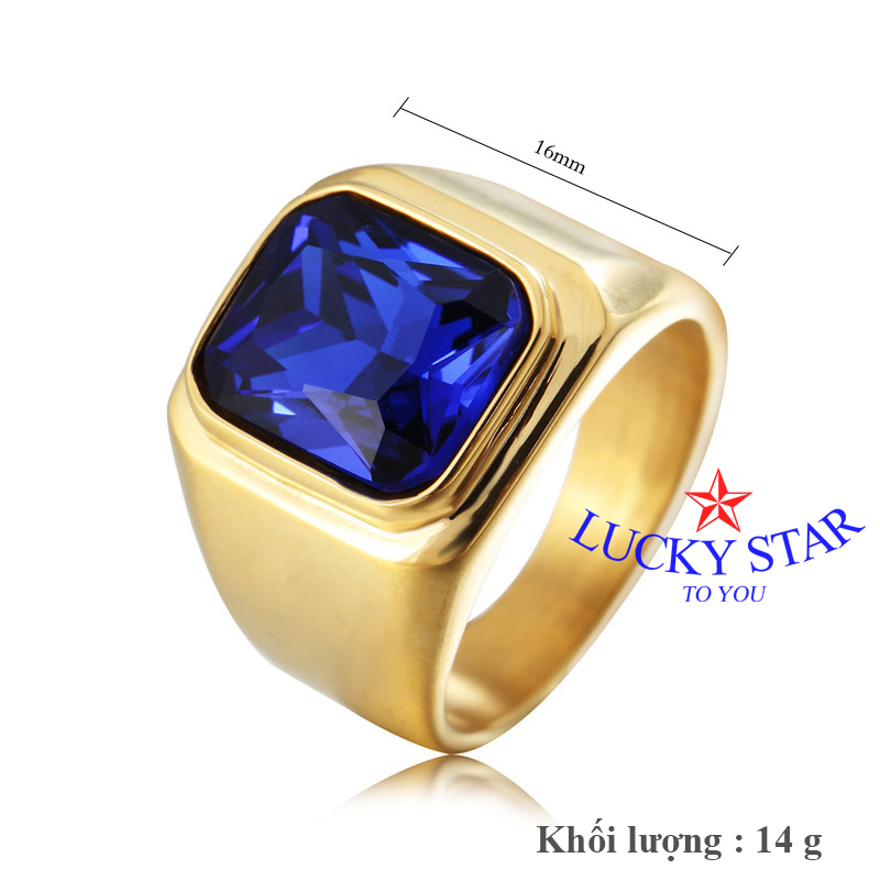 Nhẫn vàng nam đính đá xanh dương sang trọng