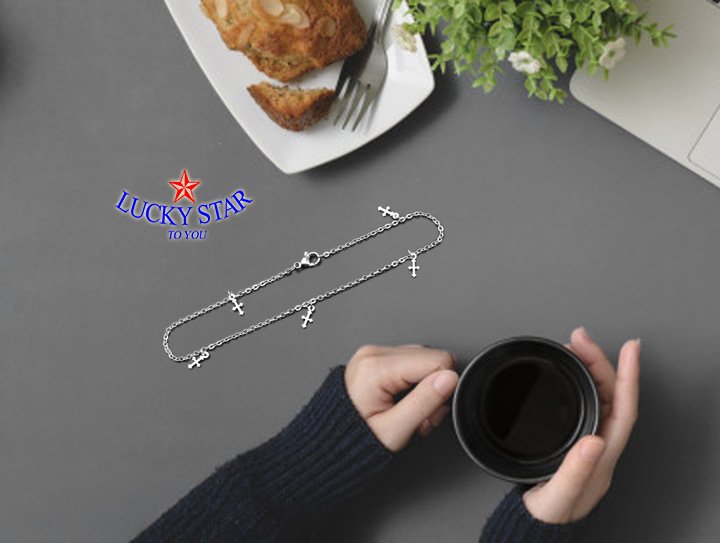 Lắc chân thánh giá inox cá tính Lắc chân thánh giá inox cá tính