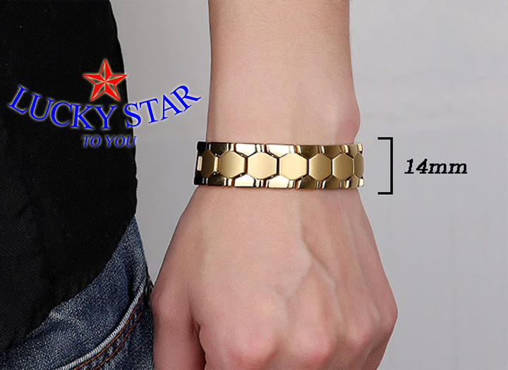 Vòng tay nam inox bản 14mm mạ lớp vàng 24k hiện đại nam tính Vòng tay nam inox bản 14mm mạ lớp vàng 24k hiện đại nam tính