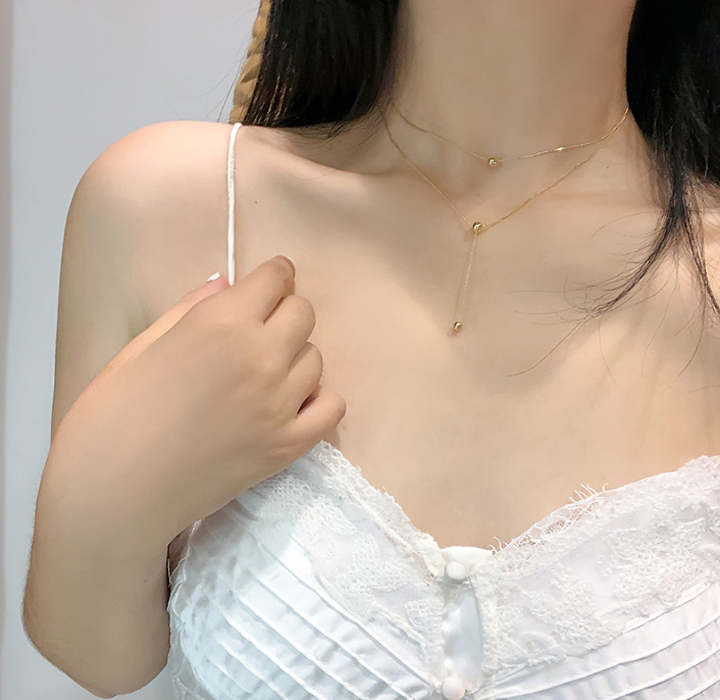 Dây chuyền 2 tầng hạt bi duyên dáng sang trọng Dây chuyền 2 tầng hạt bi duyên dáng sang trọng