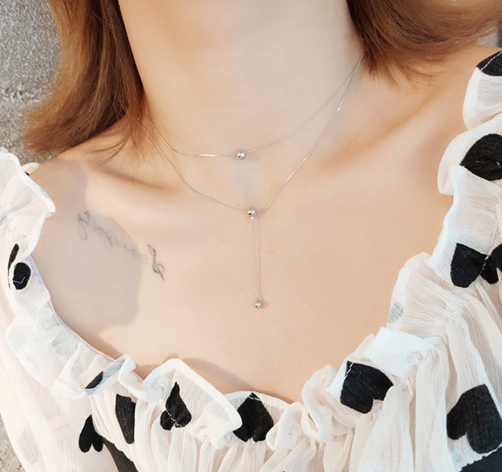Dây chuyền 2 tầng hạt bi duyên dáng sang trọng Dây chuyền 2 tầng hạt bi duyên dáng sang trọng