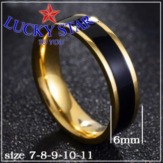 Nhẫn nam inox bản đá đen 6mm