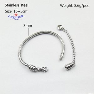 Vòng tay thời trang nam nữ sợi tròn inox sỏ hạt charm , gỗ, đá , sứ Dzi nút vặn tiện lợi đeo mãi mãi không đen